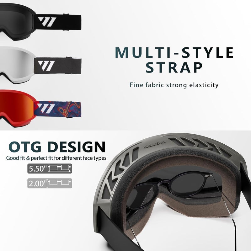 ISTON Ski Goggles - OTG Snow/Snowboard Goggles for Men, Women & Youth - 100% UV Protection W1 - Image 4